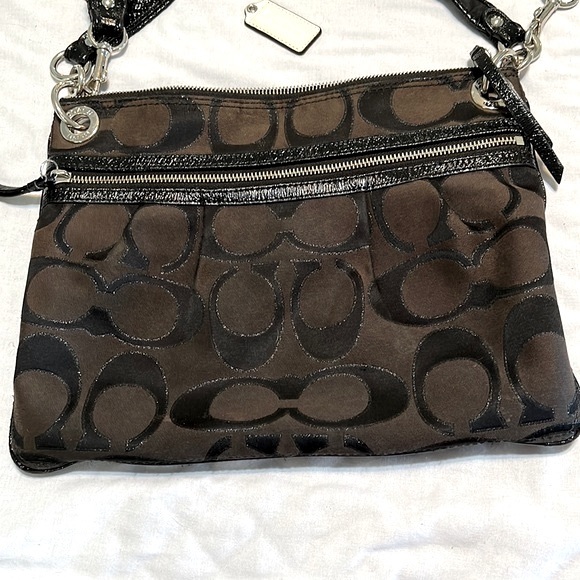 Coach Handbags - COACH POPPY SATEEN HIPPIE SHOULDER/ CROSSBODY BAG BLACK #19131 White hangtag